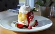 Isle of Wight, The Duck, Appley, Ryde, Eating Out, Image of delicious dessert with wild berrys and meringue.
