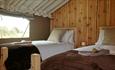 Twin beds in safari tent, Glamping the Wight Way, self catering, Isle of Wight