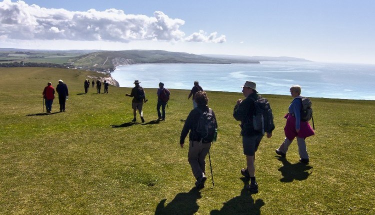 Group of walkers enjoying the walking festival, Isle of Wight, what's on