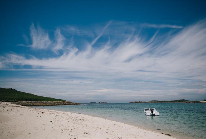 Island view with boat