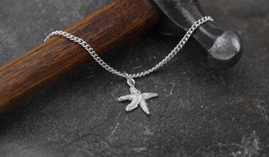 Silver starfish necklace