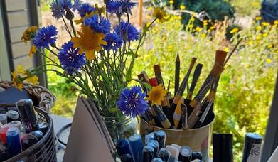 Brushes and flowers