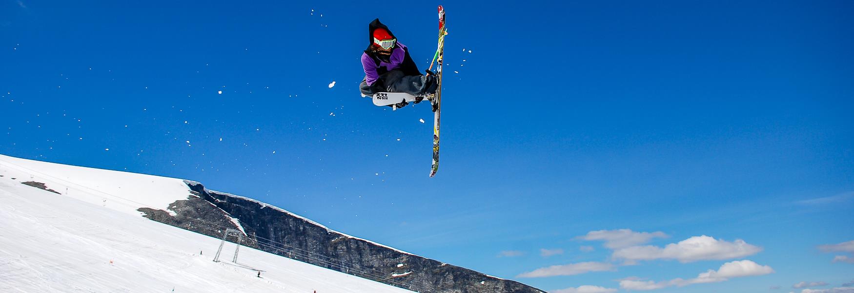 Skier jumping summer