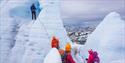 Group on a glacier hike on Bøverbreen