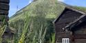 Beautiful view to the mountain Lomseggen - from Lom rural museum. Follow the red marks; Cultural Path Bordvassvegen - Lom