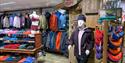 A lot of clothes and equipment in Fjell&Fritid`s shop.
