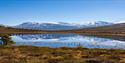 Bilete frå Raubergstulstjønne med utsikt mot Jotunheimen