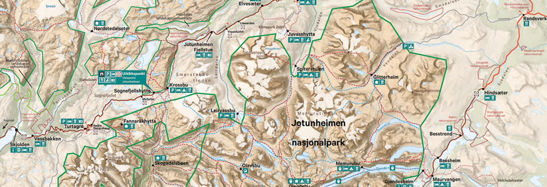 Jotunheimen nasjonalpark kart artikkelside - illustrasjon