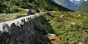 Gamle Strynefjellsvegen i Videdalen. Veien preges av stabbesteiner, steinmurer og god terrengtilpassing. Foto Roger Ellingsen  Statens vegvesen