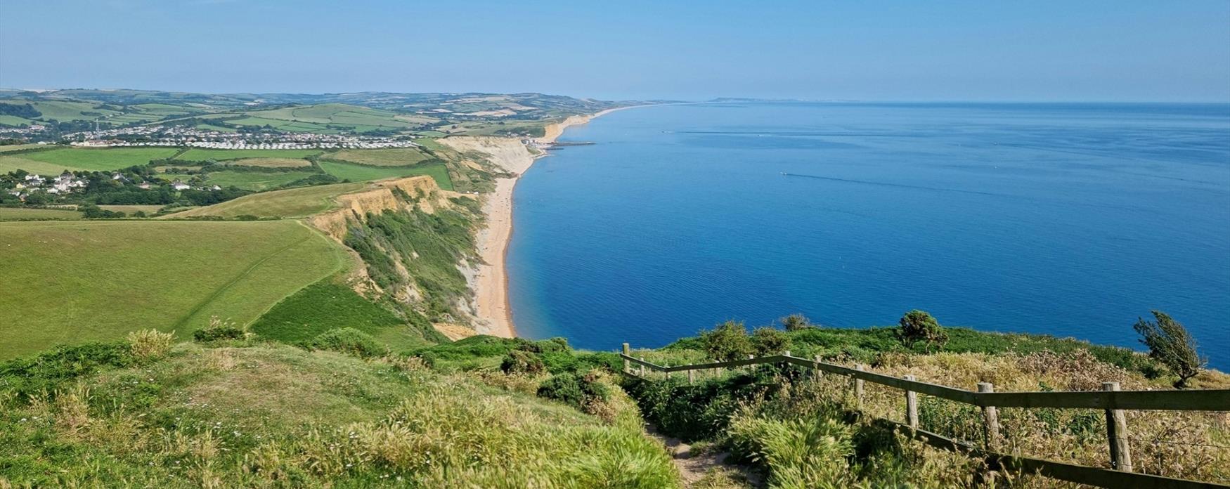The South West Coast Path looking east from Thorncombe Beacon, West Dorset.