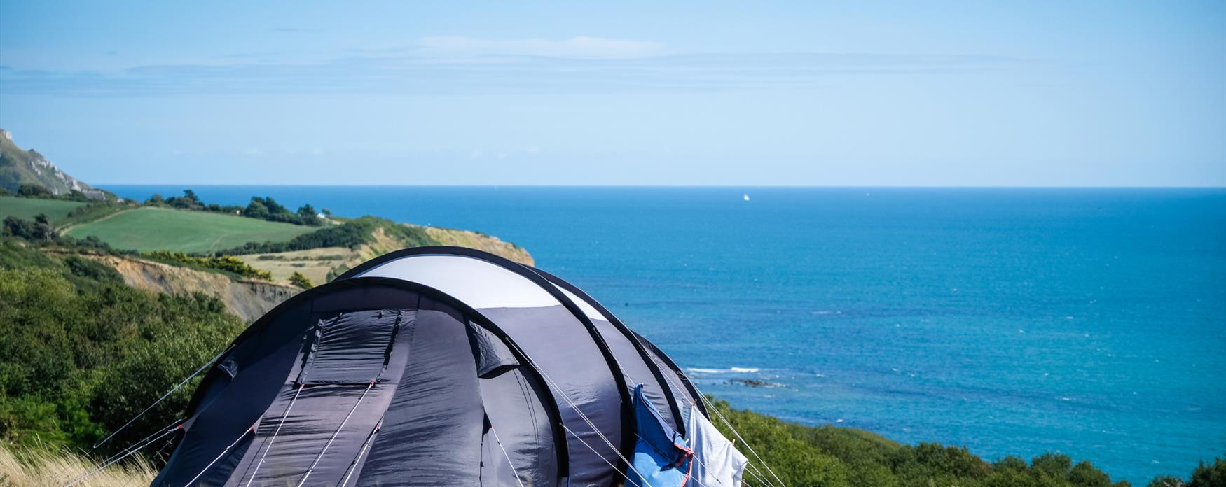 tent camped on the jurassic coast