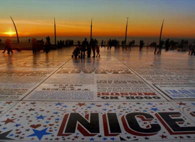 Sunset over Comedy Carpet Blackpool