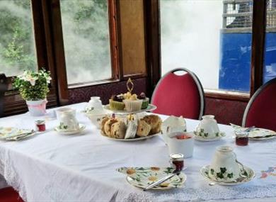 Cream Tea in the Royal Saloon at Ribble Steam Railway