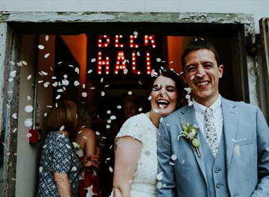 Happy couple at Holmes Mill