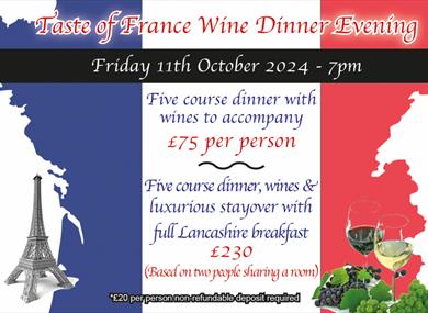 Taste of France Wine Dinner Evening at The Villa Country Hotel