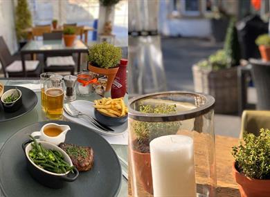 Outside seating and food
