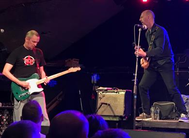 Karl Benson (left), with Nigel Blackwell at the Robin 2, Bilston, February 2018