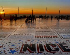 Sunset over Comedy Carpet Blackpool