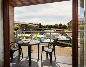 Private terrace overlooking marina