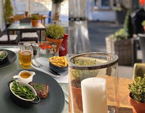 Outside seating and food