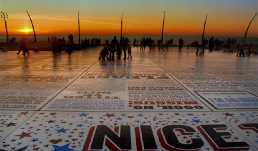 Sunset over Comedy Carpet Blackpool