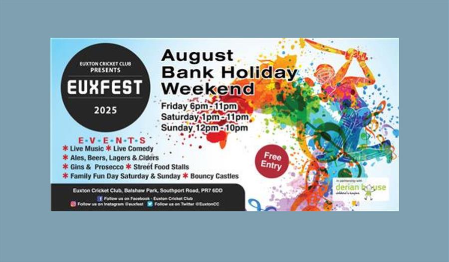 Euxfest 2025: Comedy & Music Festival at Euxton Cricket Club