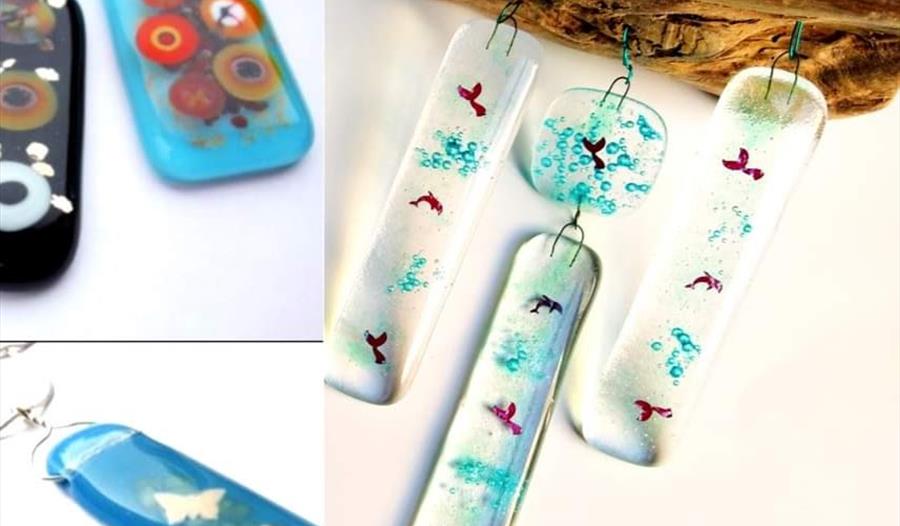 Fused Glass Chimes and Key Ring, or Coasters and Tealights Class