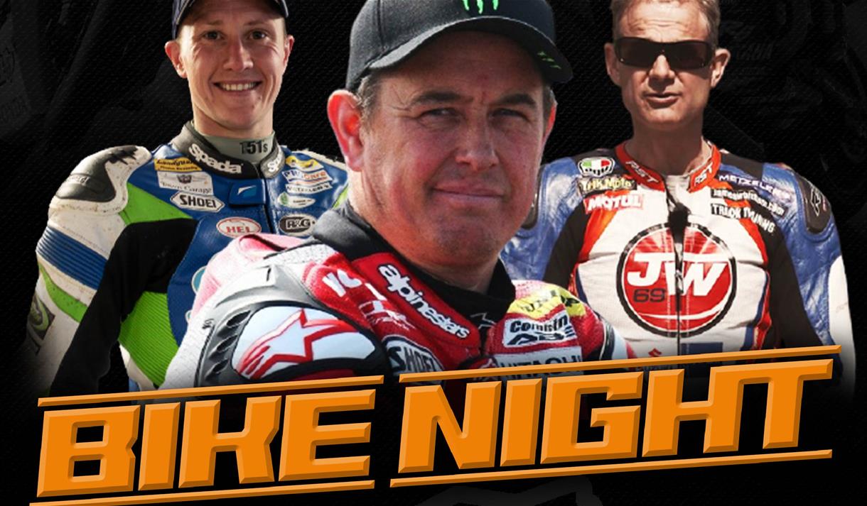 BIKE NIGHT, an audience with JOHN McGUINNESS, DEAN HARRISON and JAMES WHITHAM