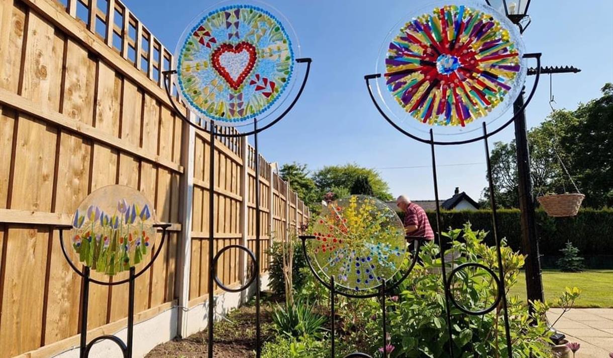Fused Glass Art in The Garden