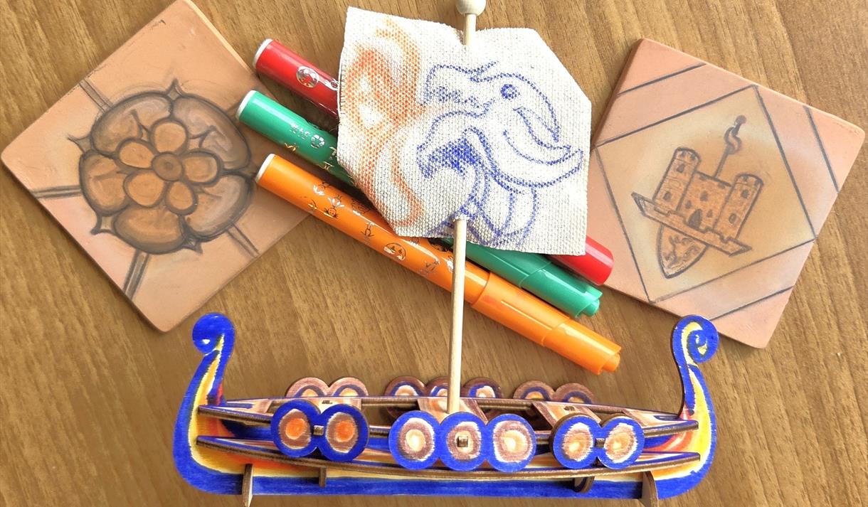 Archaeology-themed Crafts Medieval Tiles and Roman Ships at Clitheroe Castle
