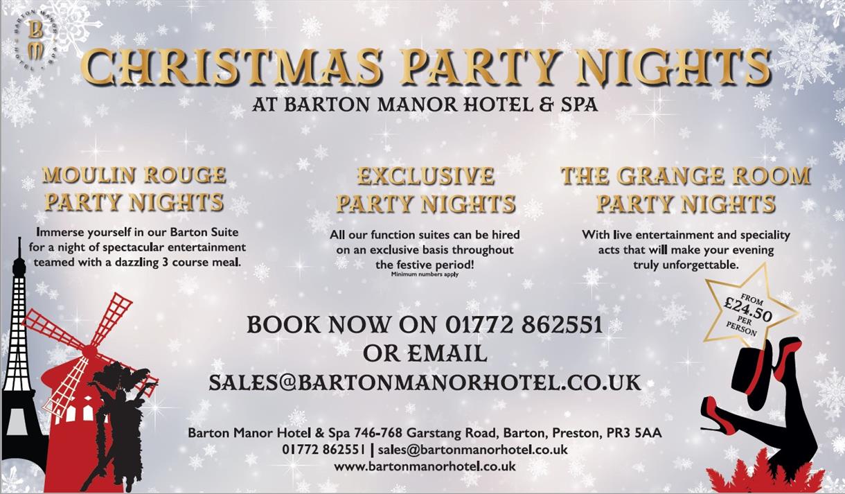 Christmas Party Nights, Barton Manor Hotel & Spa Christmas 2021 in