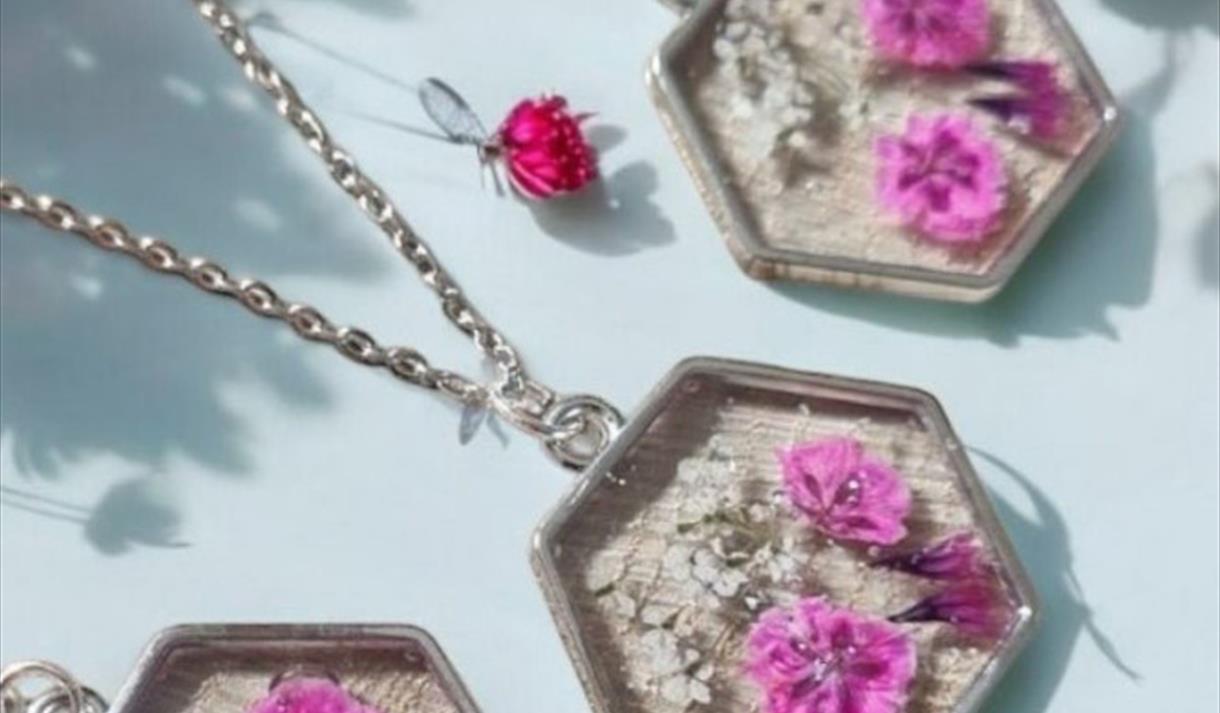 Botanical Floral Art in Resin Jewellery at Holden Clough