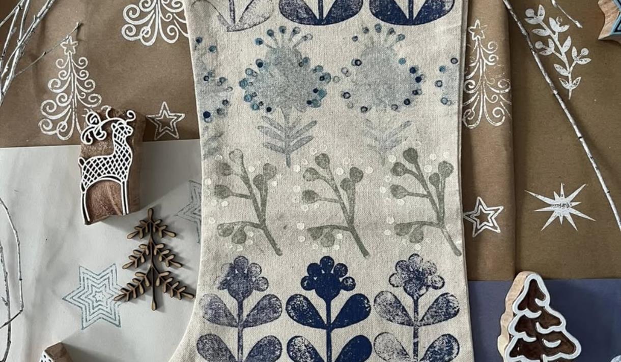 Block Printed Christmas Stockings at Holden Clough