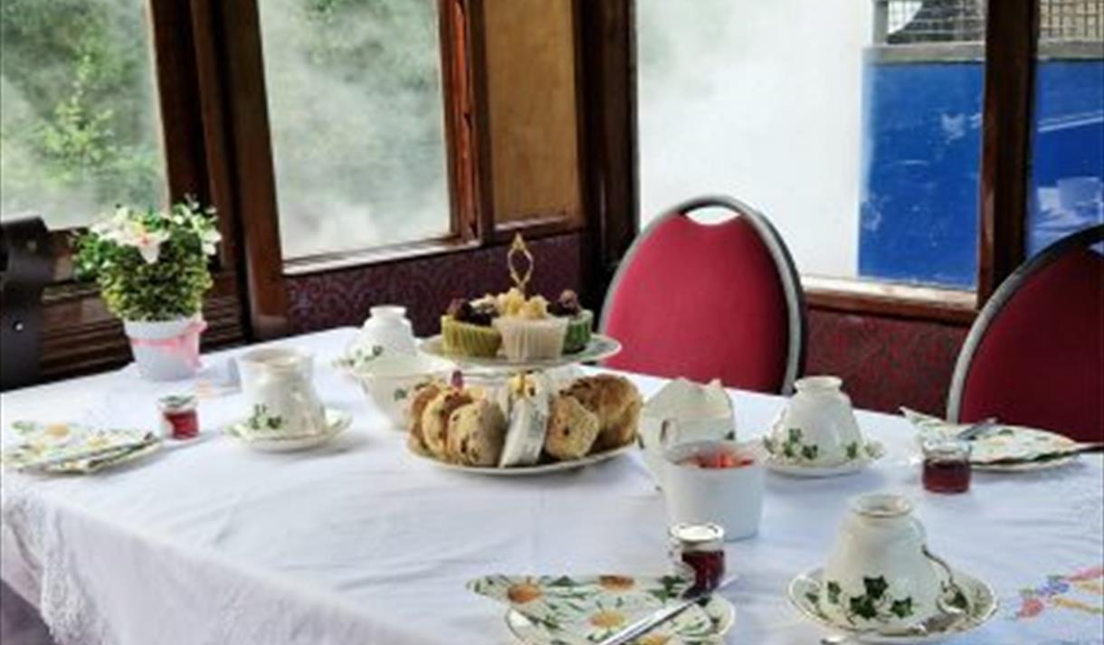 Cream Tea in the Royal Saloon at Ribble Steam Railway