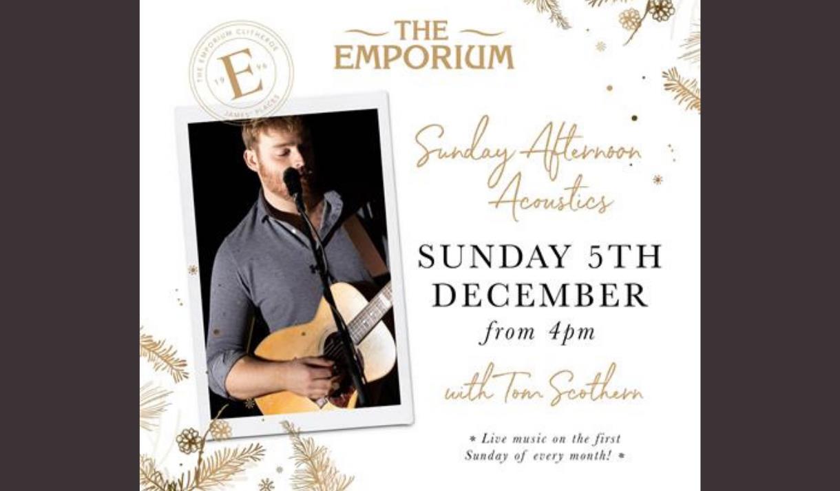 Promotional poster showing a singer standing behind a microphone and holding an acoustic guitar.