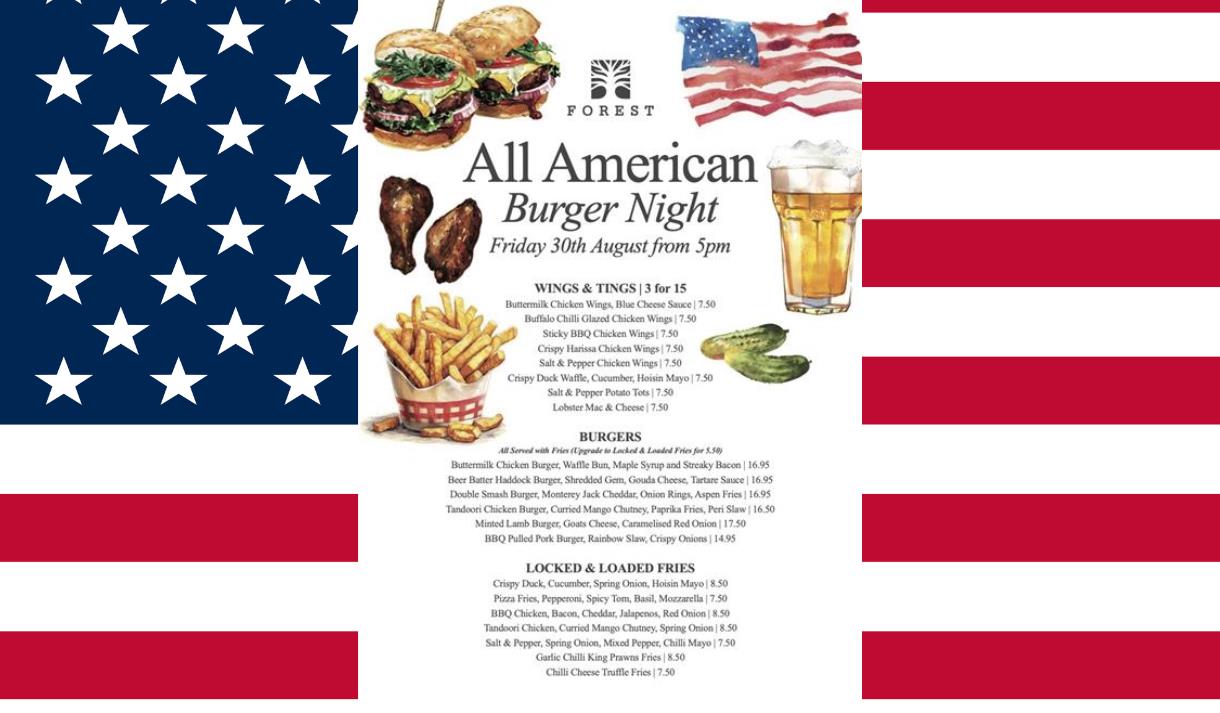 All American Burger Night at Forest Inn
