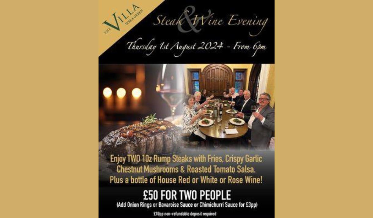 Steak & Wine Evening at The Villa