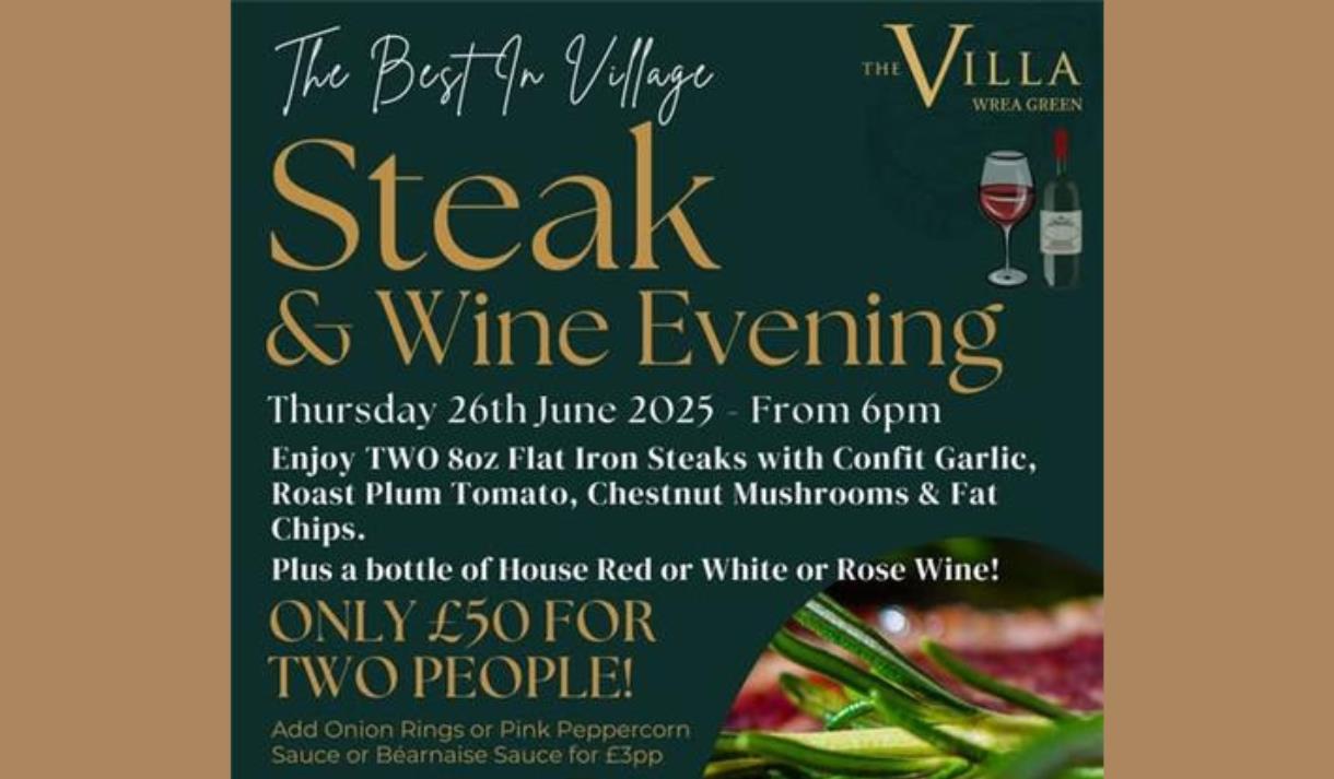 Steak & Wine Evening at The Villa Country House Hotel