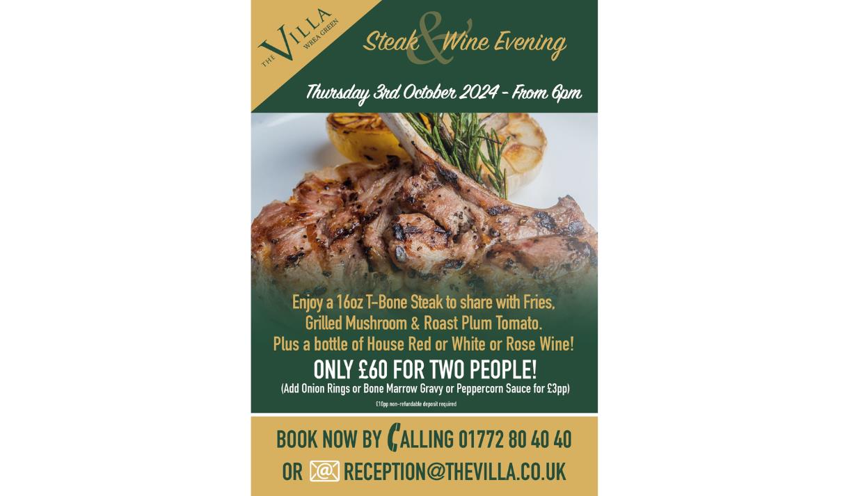 Steak & Wine Evening at the Villa
