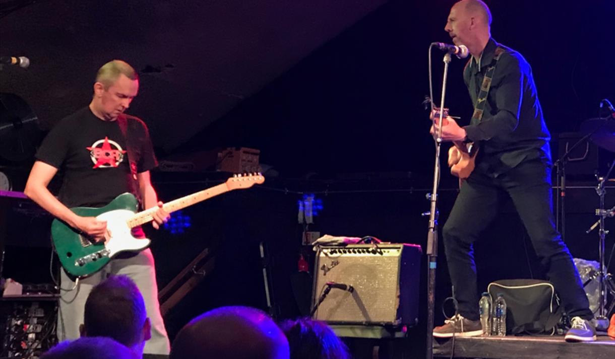 Karl Benson (left), with Nigel Blackwell at the Robin 2, Bilston, February 2018