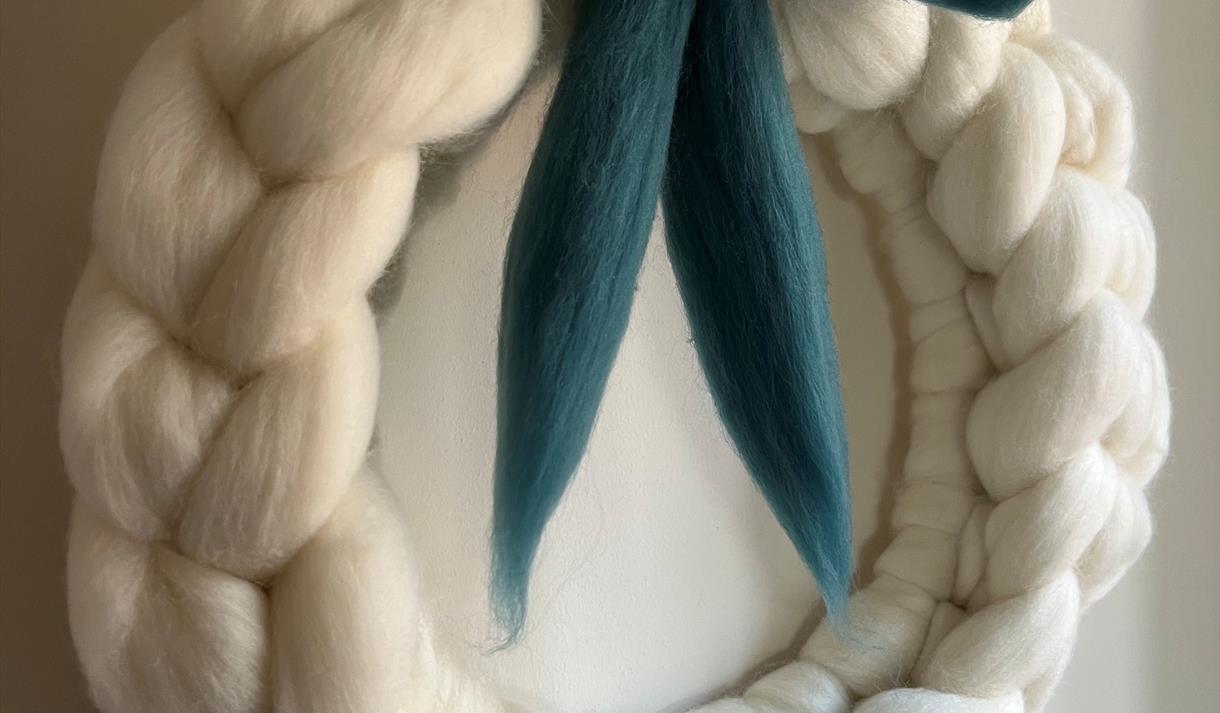 Spring Chunky Knit Merino Wreath with Bow