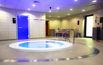 Indoor hot tub at Spa on the Breck