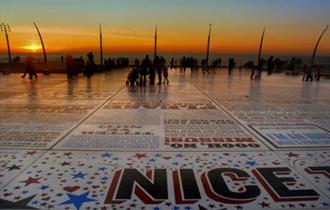 Sunset over Comedy Carpet Blackpool