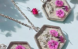 Botanical Floral Art in Resin Jewellery at Holden Clough