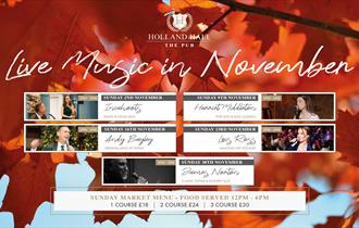 Live Music Sundays in November at The Pub at Holland Hall