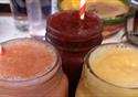 Coloured variety of smoothies at Potters Barn.