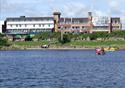 Exterior of hotel taken from the sea