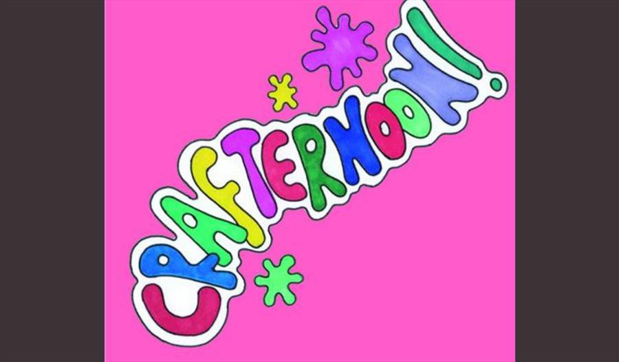 A drawing of the word Crafternoon.  The words are coloured with rainbow colours.