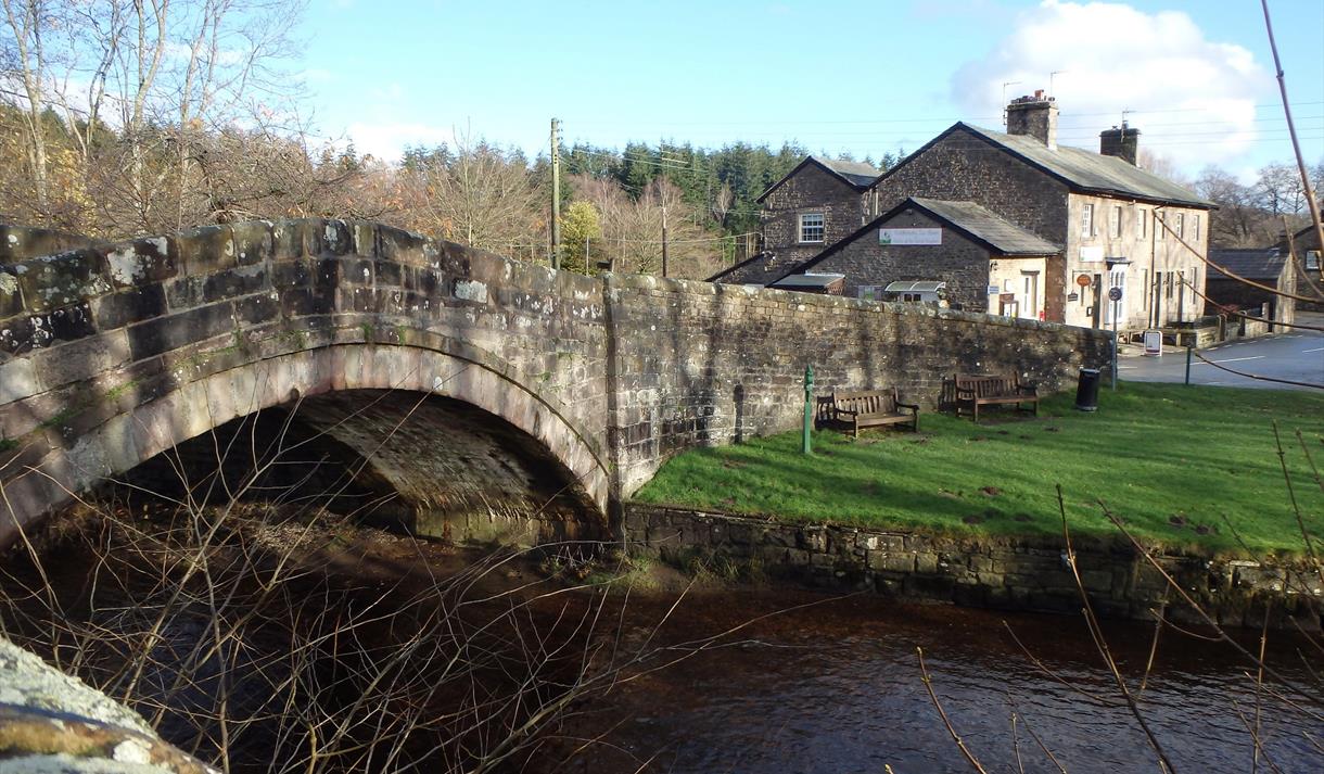 View of Dunsop Bridge village and the River Dunsop. Photograph by Forest of Bowland AONB