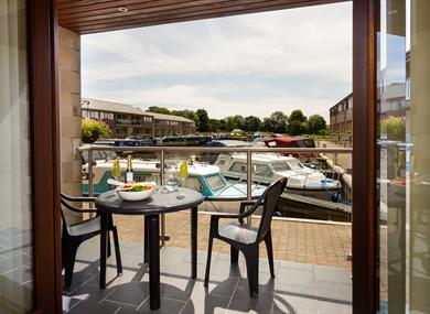 Private terrace overlooking marina